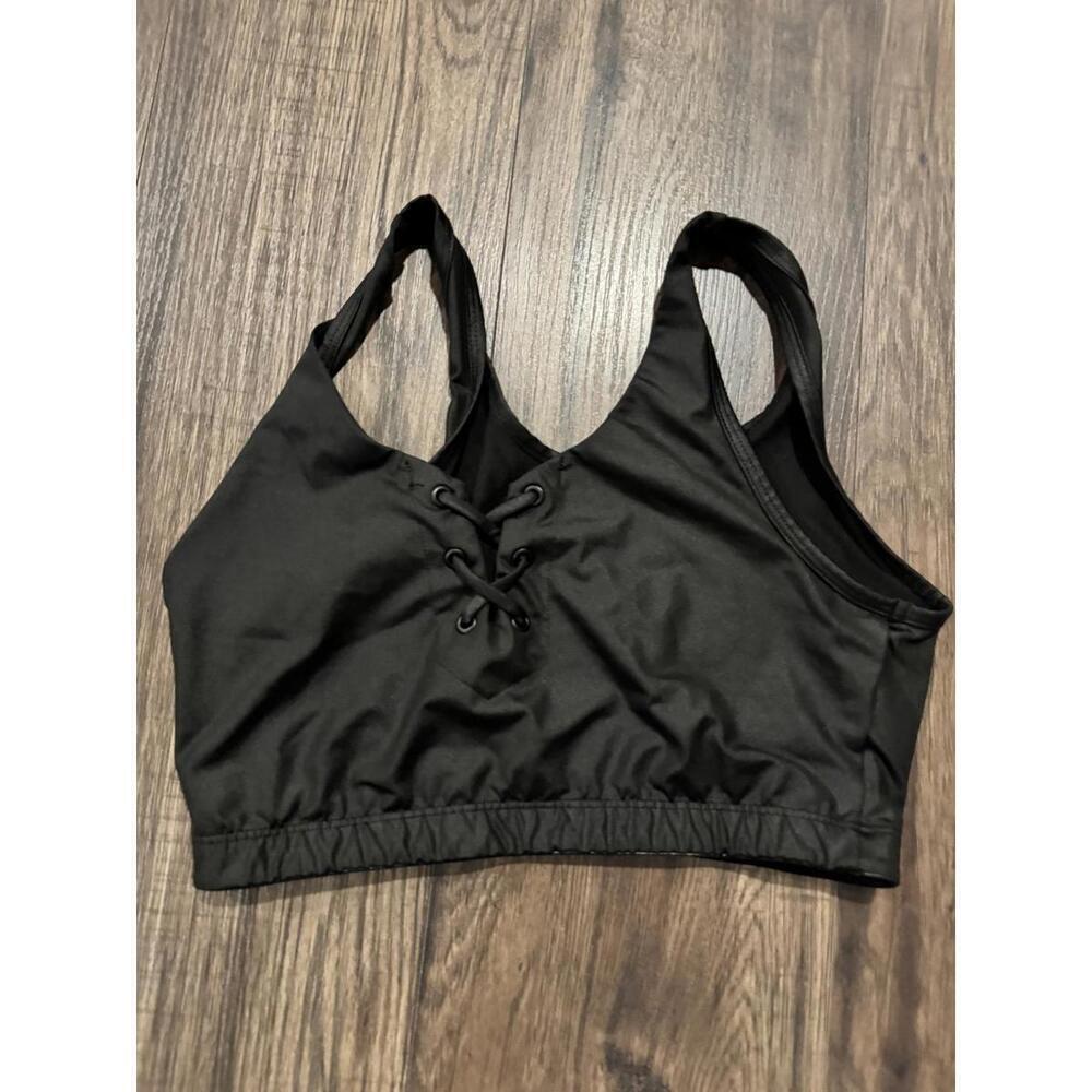 Year of Ours Shiny Black Lace-Up Sports Bra L